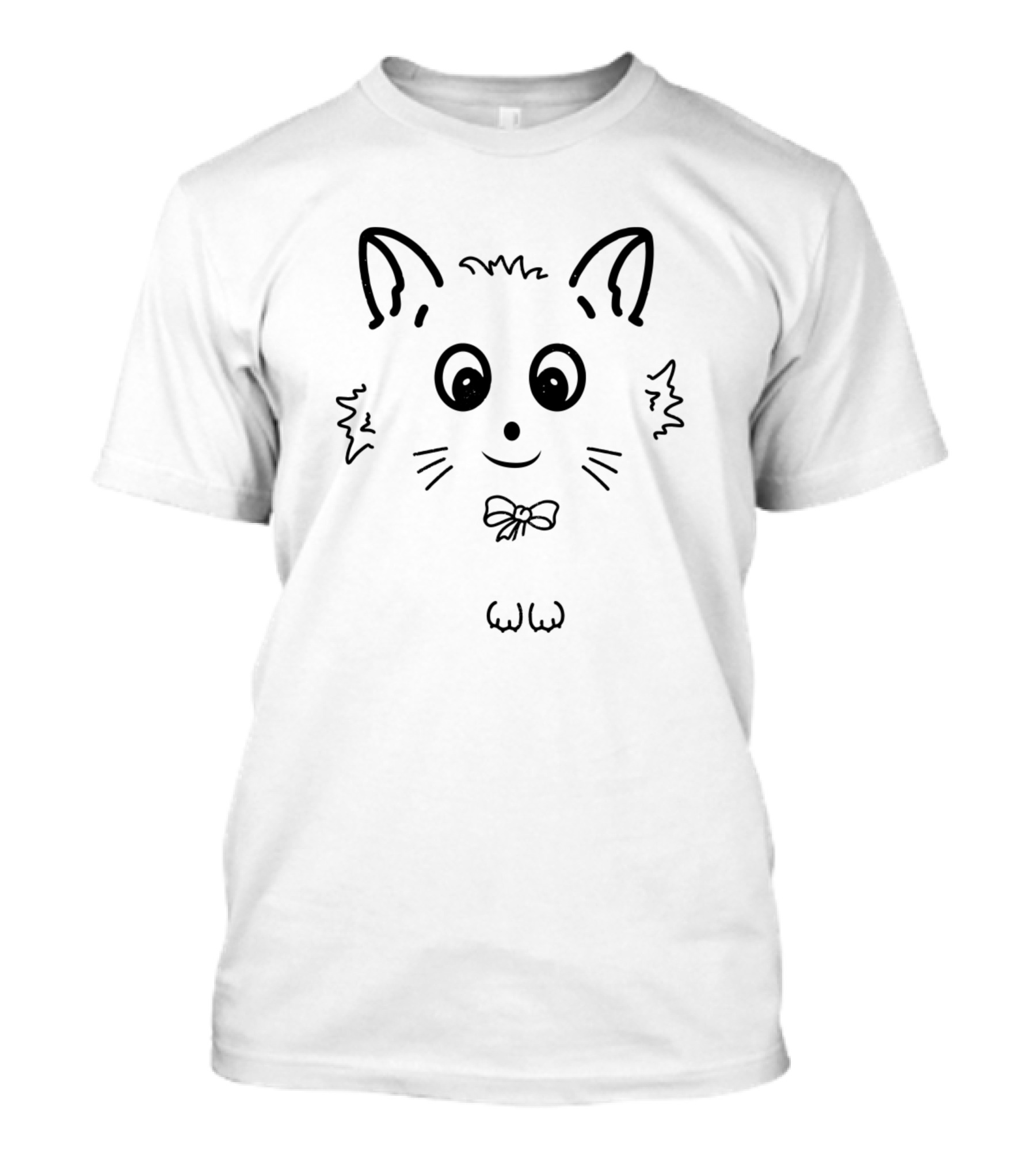 Cats Make Everything Better Furry Smiling Cartoon Face With Bow Tie T-Shirt