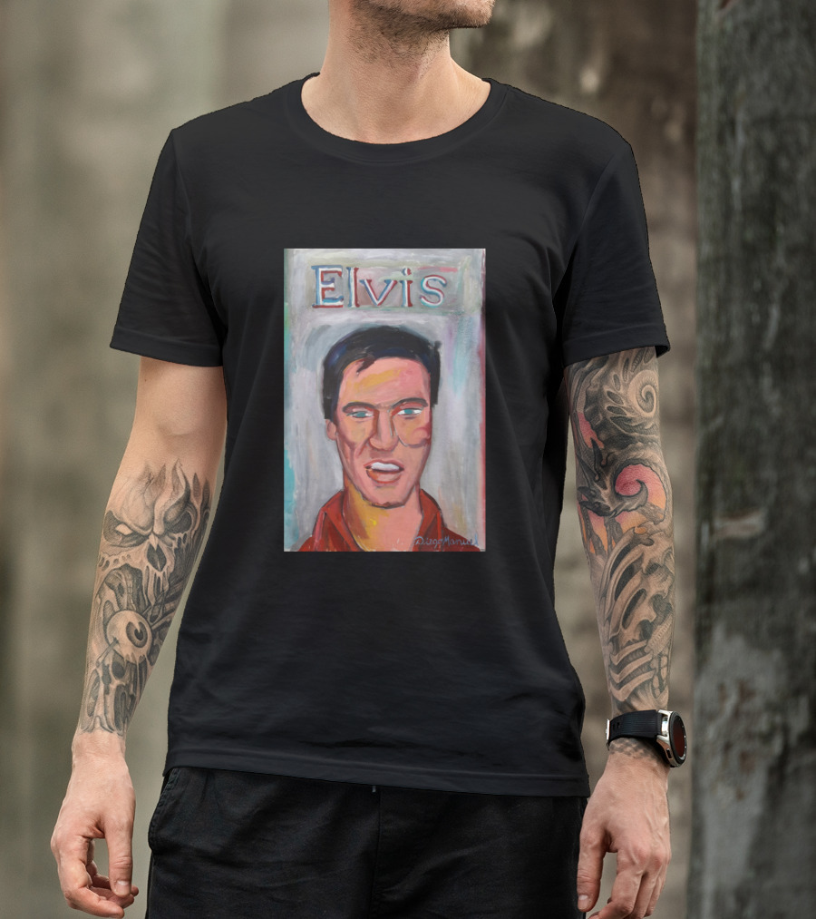Elvis Colorful Portrait By Diego Manuel T-Shirt