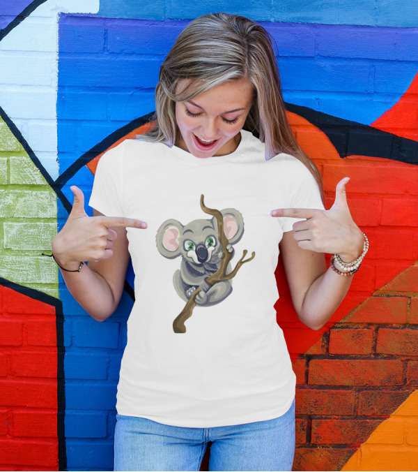 Kawaii Koala Hugging Branch Boba T-Shirt