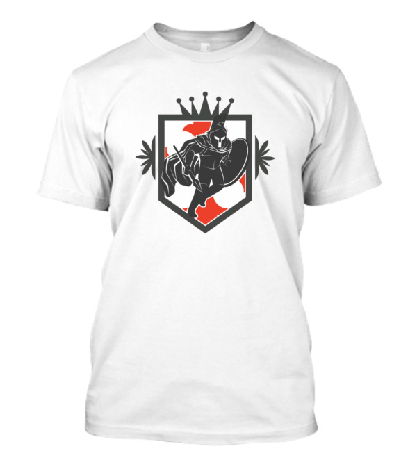 Knight Shield Emblem With Crown And Red Accents T-Shirt