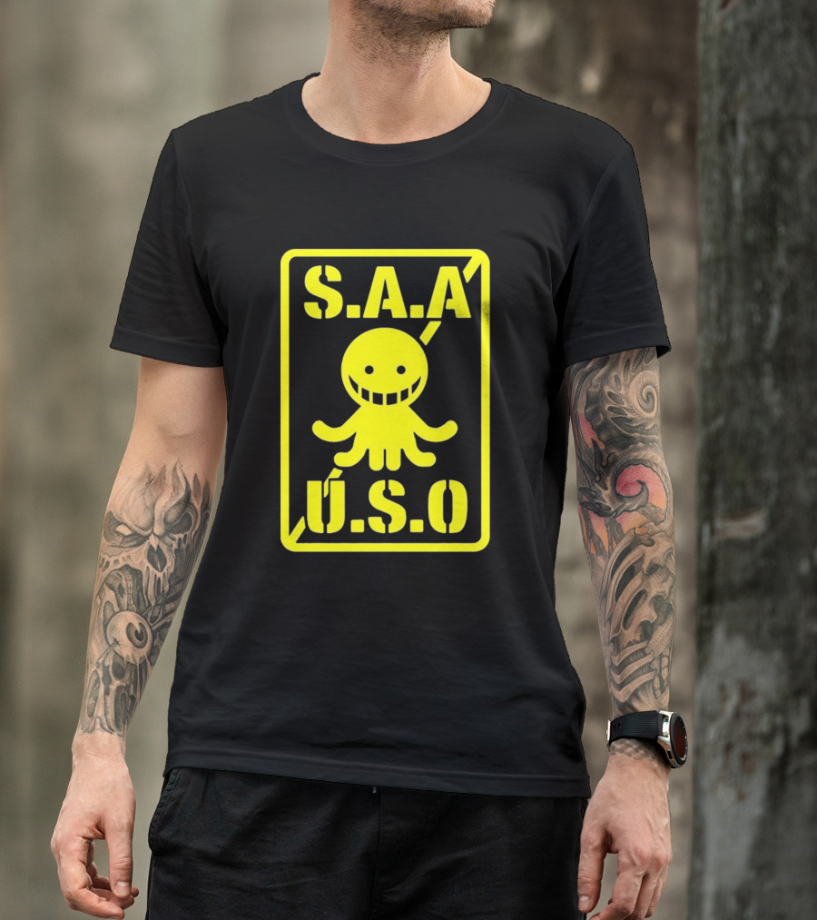 S.A.A U.S.O Manga Assassination Classroom Yellow Smile Octopus T-Shirt