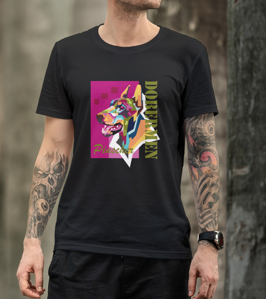Dobermen Pinscher Colorful Geometry T-Shirt