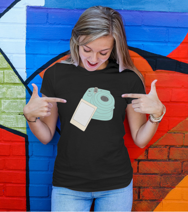 Instant Camera Light Blue Sketch T-Shirt