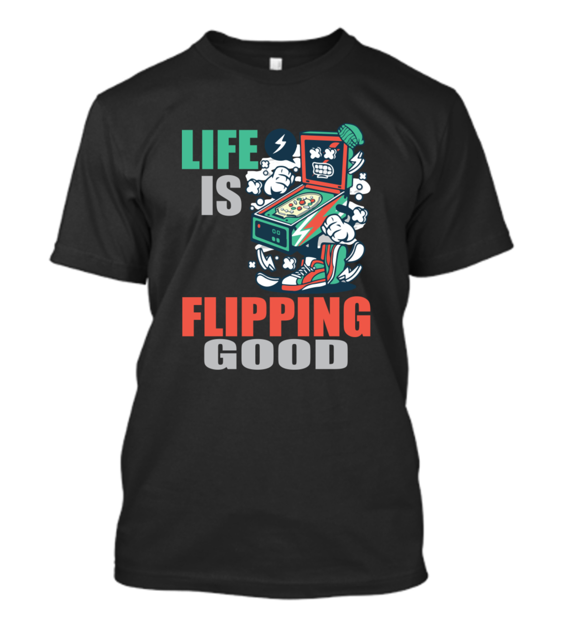 Life Is Flipping Good Pinball Machine Arcade T-Shirt