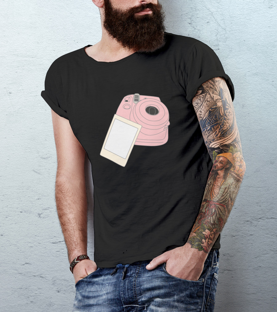 Pink Instant Camera With Blank Polaroid T-Shirt