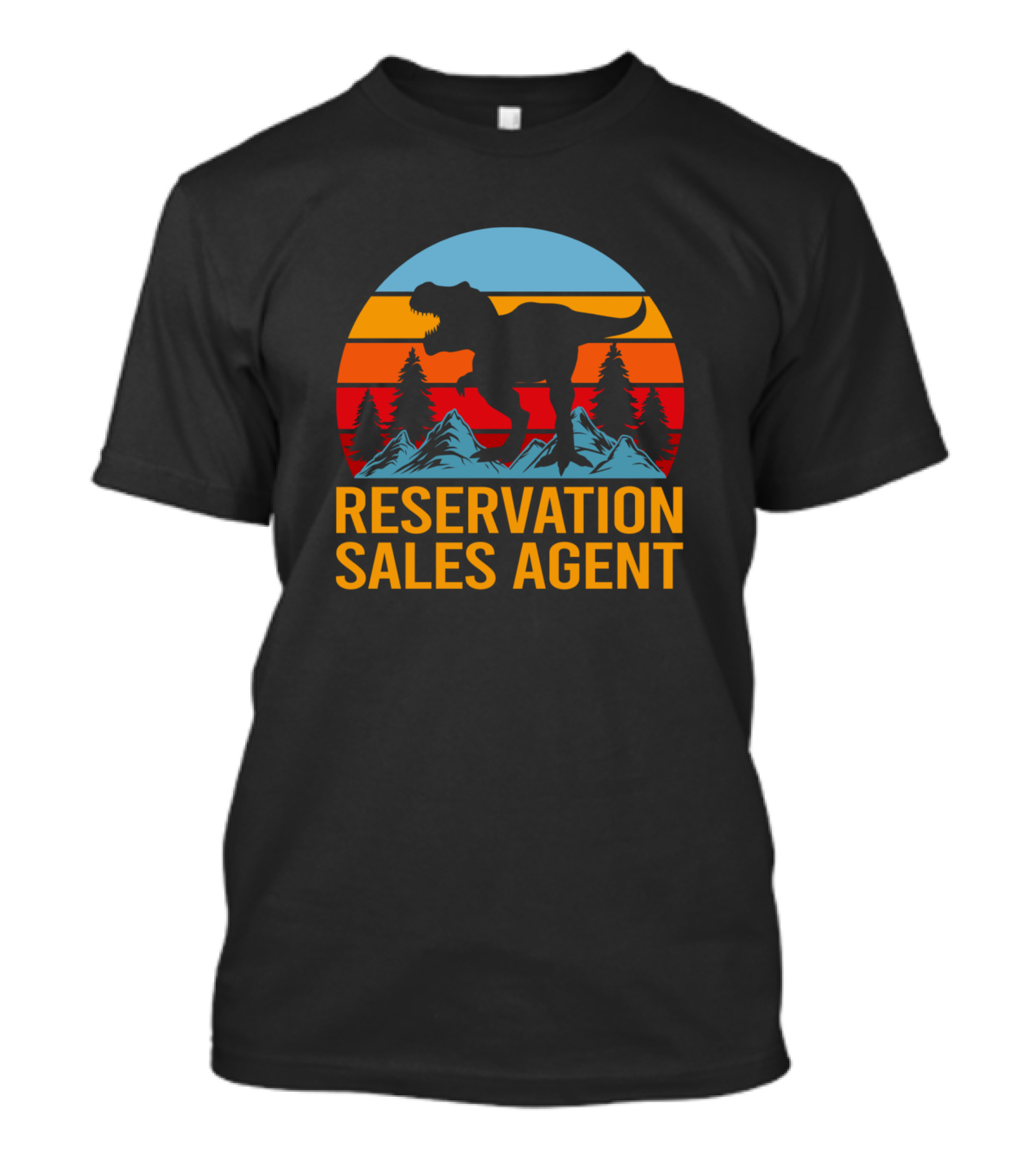Reservation Sales Agent Dinosaur Sunset Mountain T-Shirt
