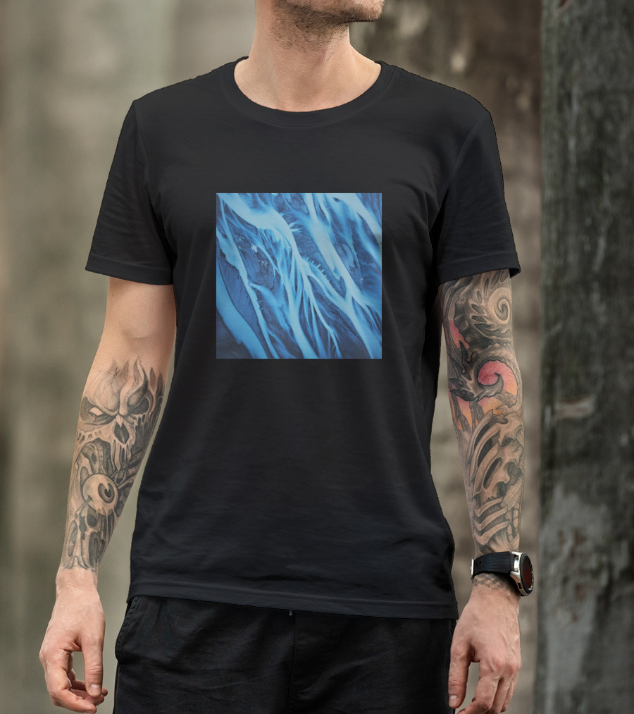 Rivers Flows Blue Abstract T-Shirt