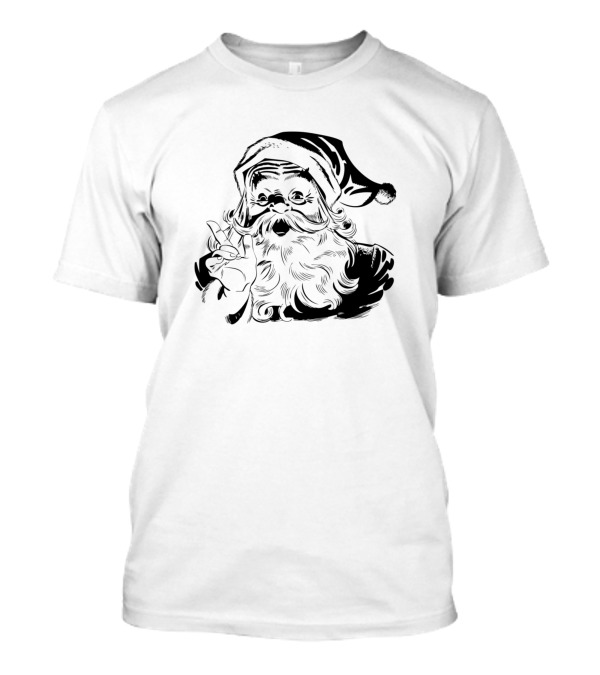 Secret Santa Festive Santa Claus Silhouette Holiday Black T-Shirt