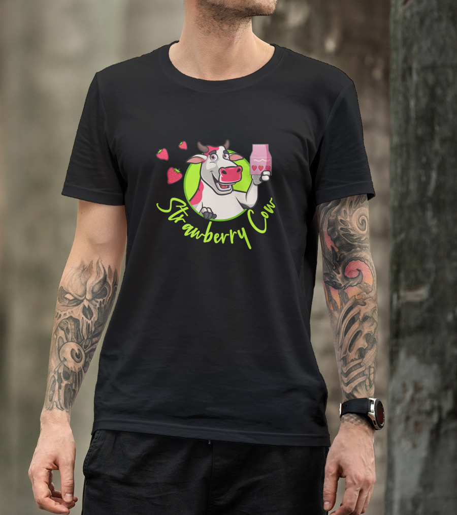 Strawberry Cow Song With Milk And Strawberries T-Shirt