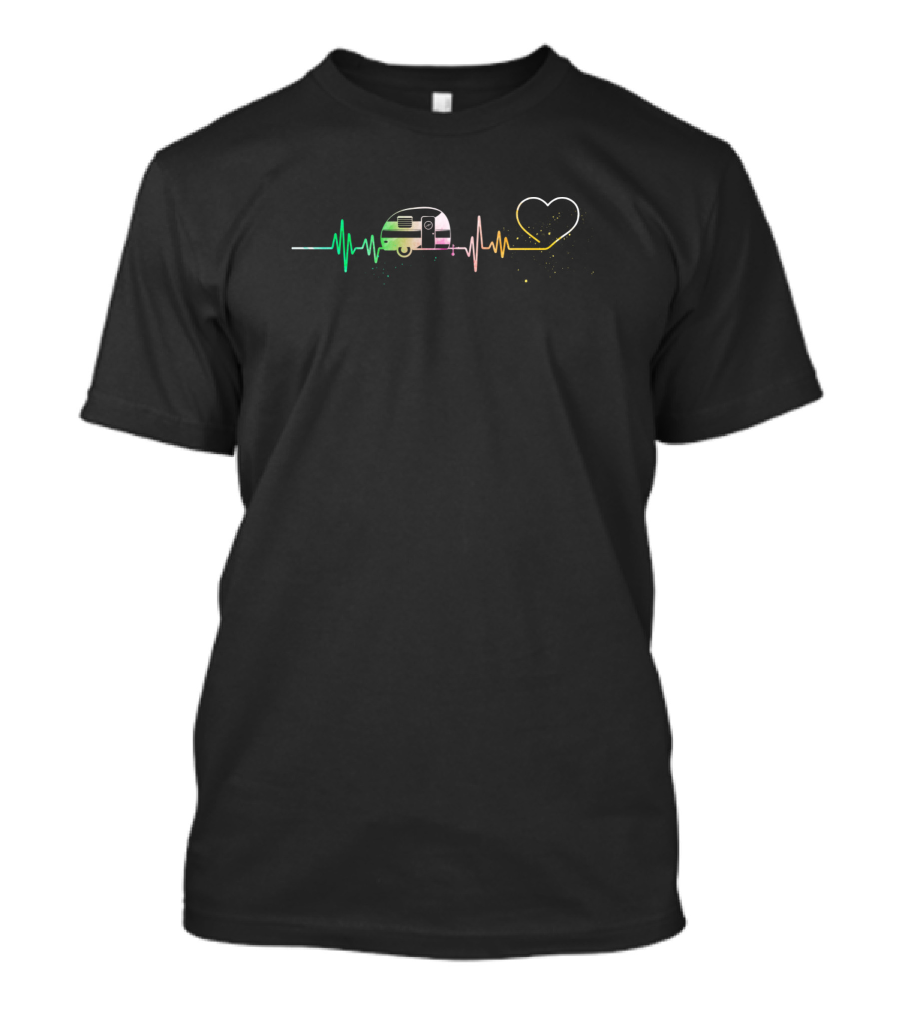 Cute Heartbeat Camper Camping Campfire Lovers Camp Heartbeat T-Shirt