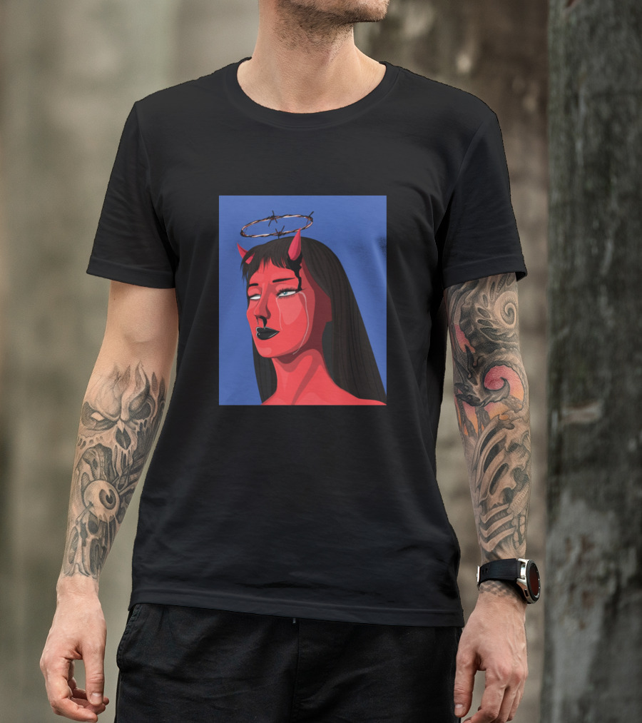 Devil In An Album Red Demon Woman With Barbed Halo T-Shirt