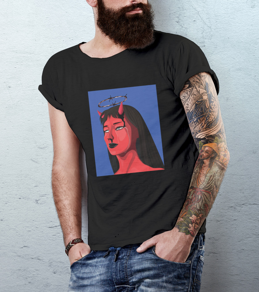 Devil In An Album Red Demon Woman With Barbed Halo T-Shirt