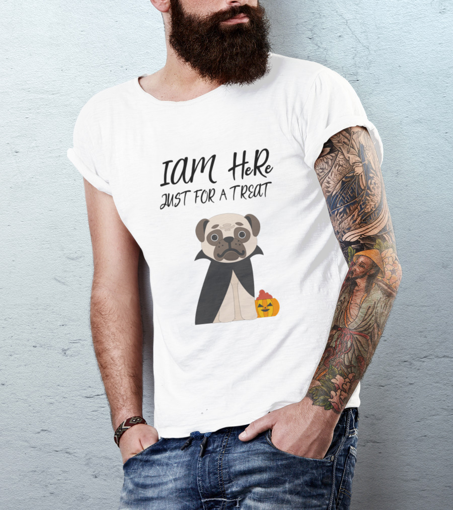 Cute Halloween Dog I Am Here Just For A Treat T-Shirt