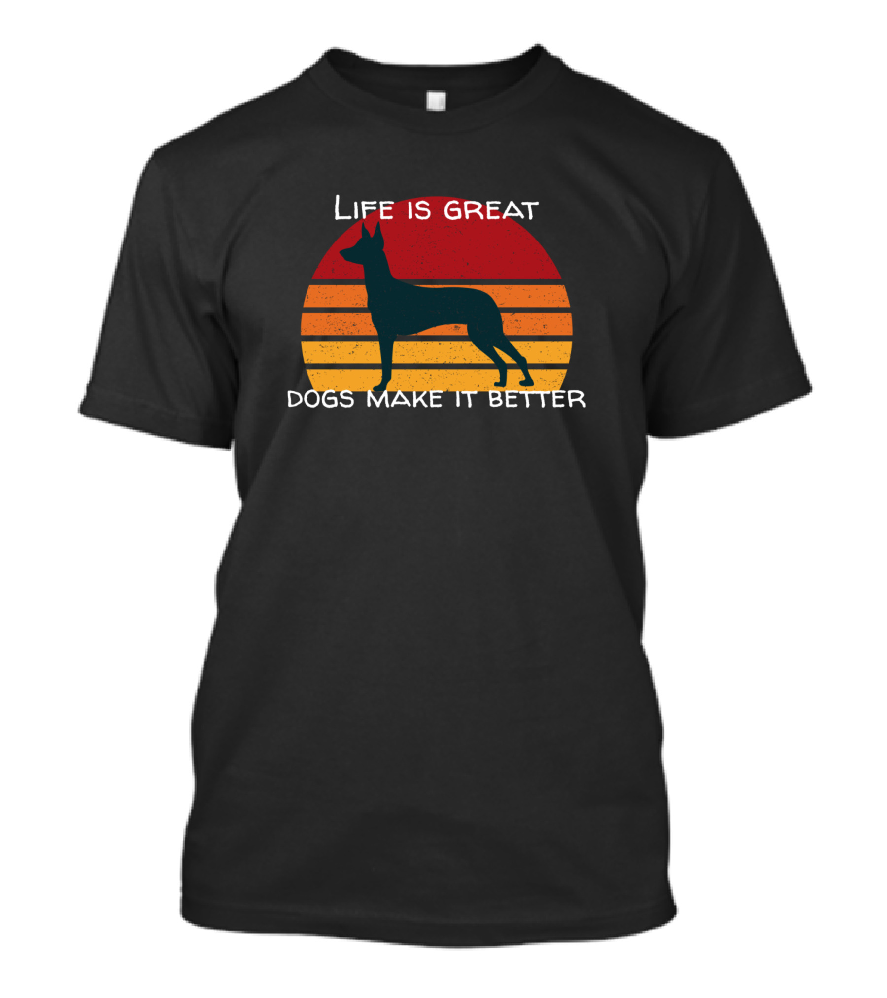 Life Is Great Dogs Make It Better Vintage Sunset Dog T-Shirt