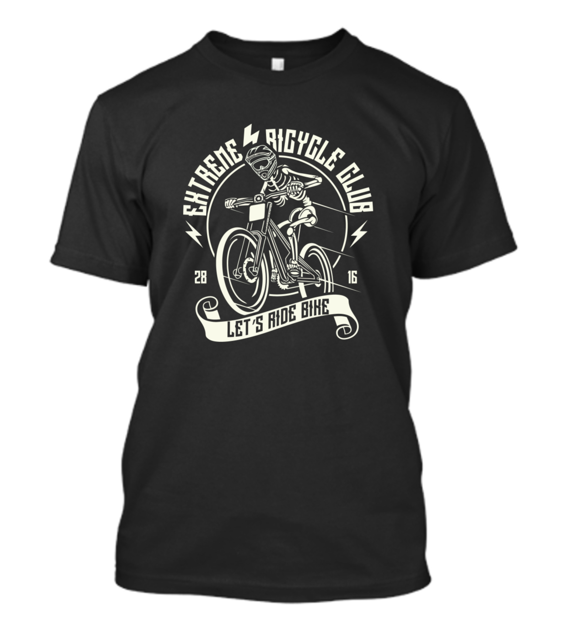Extreme Bicycle Club Let's Ride Bike Skeleton 28 16 T-Shirt