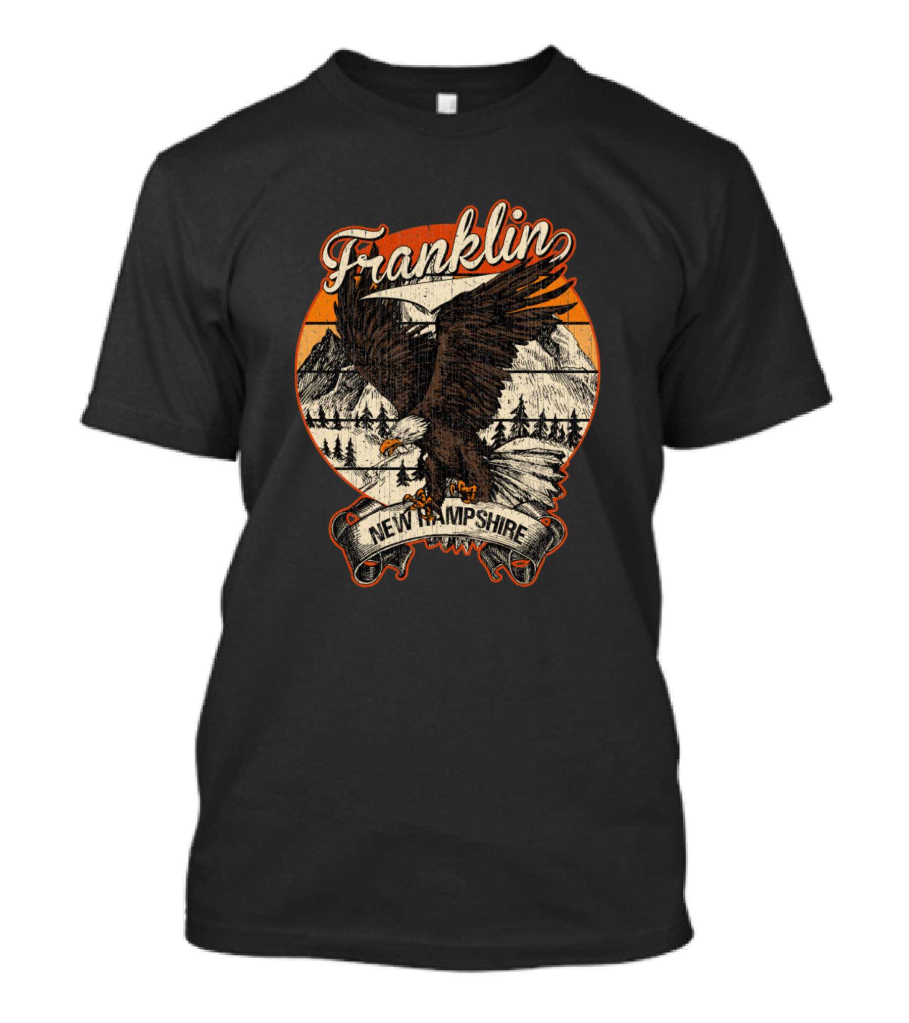 Franklin New Hampshire Bald Eagle Retro Vintage Alpine Scene T-Shirt