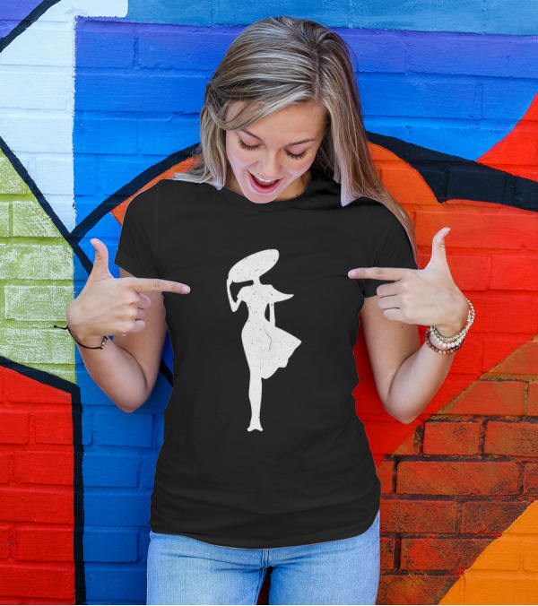 Lady In The Wind White Silhouette Elegance T-Shirt
