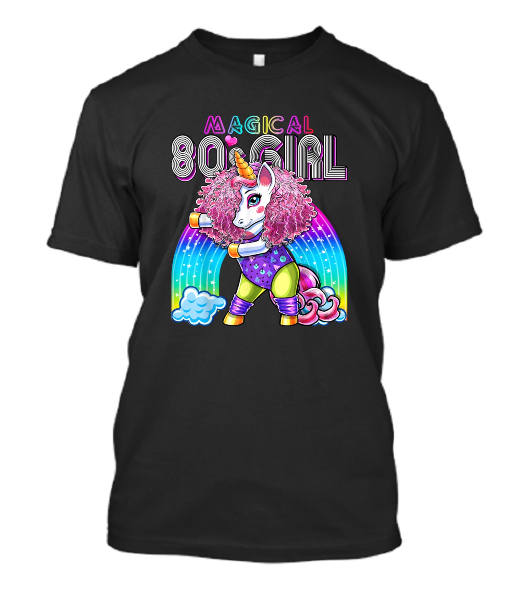 Magical 80s Girl Flossing Unicorn With Leotard And Leg Warmers T-Shirt