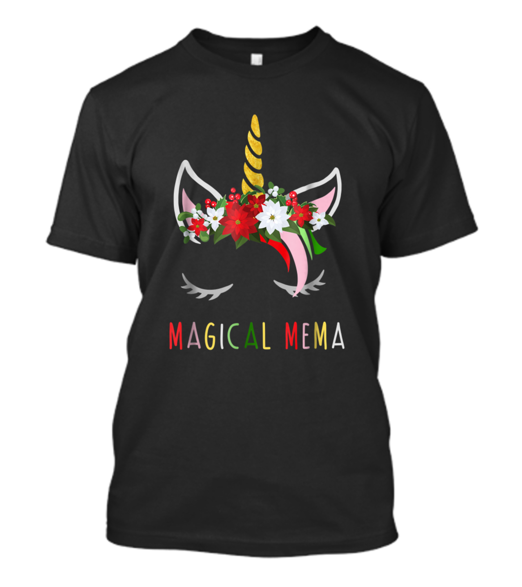 Magical Mema Christmas Unicorn Flower Crown T-Shirt