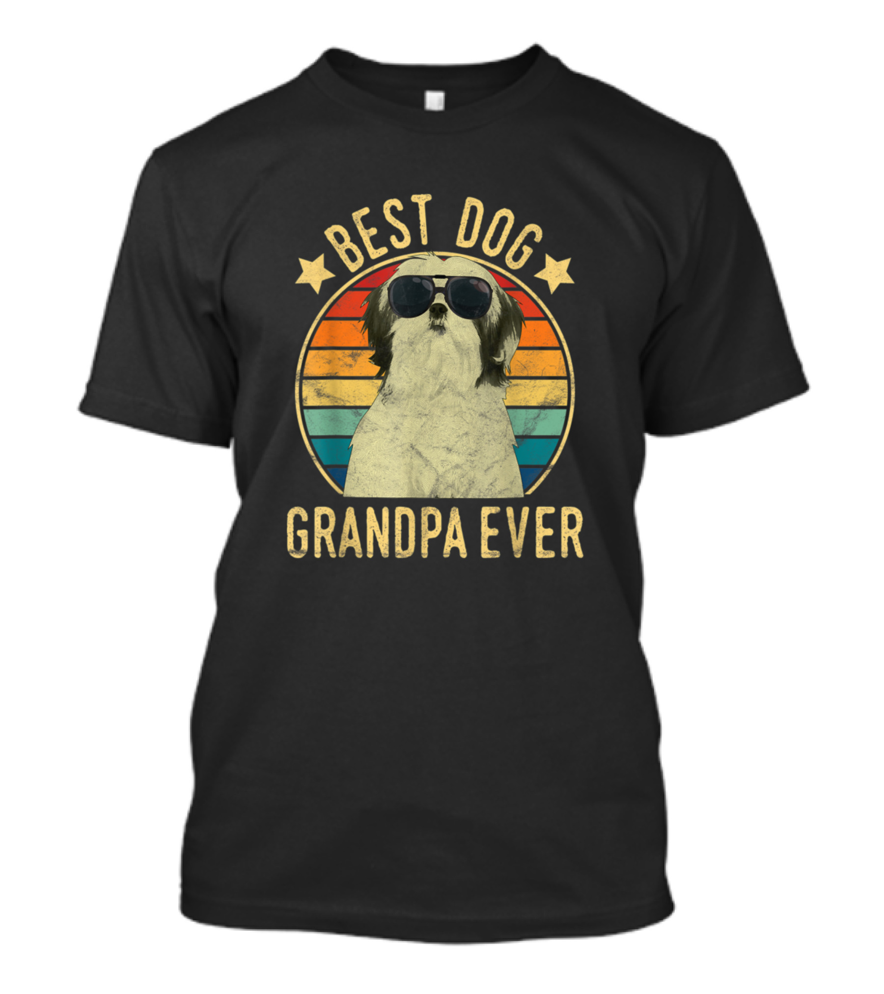 Best Dog Grandpa Ever Shih Tzu Retro Sunglasses T-Shirt