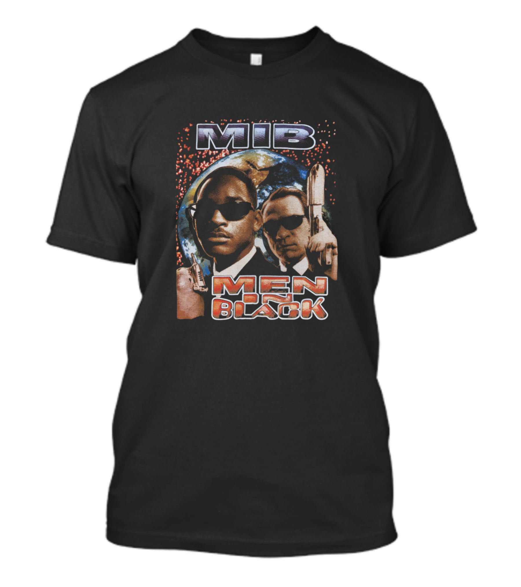 MIB Men In Black Film Characters Earth Background T-Shirt