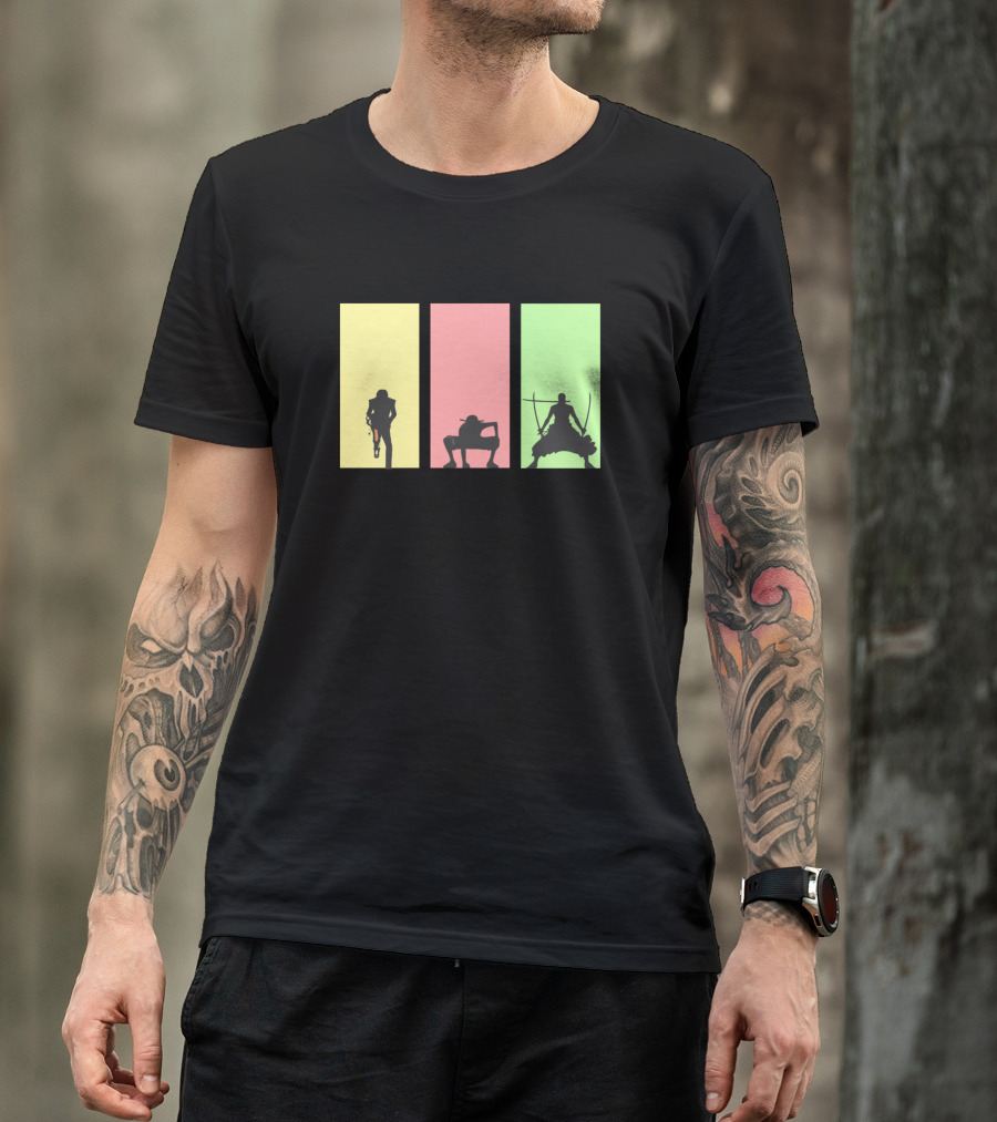Minimalist One Piece Silhouette Trio Luffy Sanji Zoro T-Shirt
