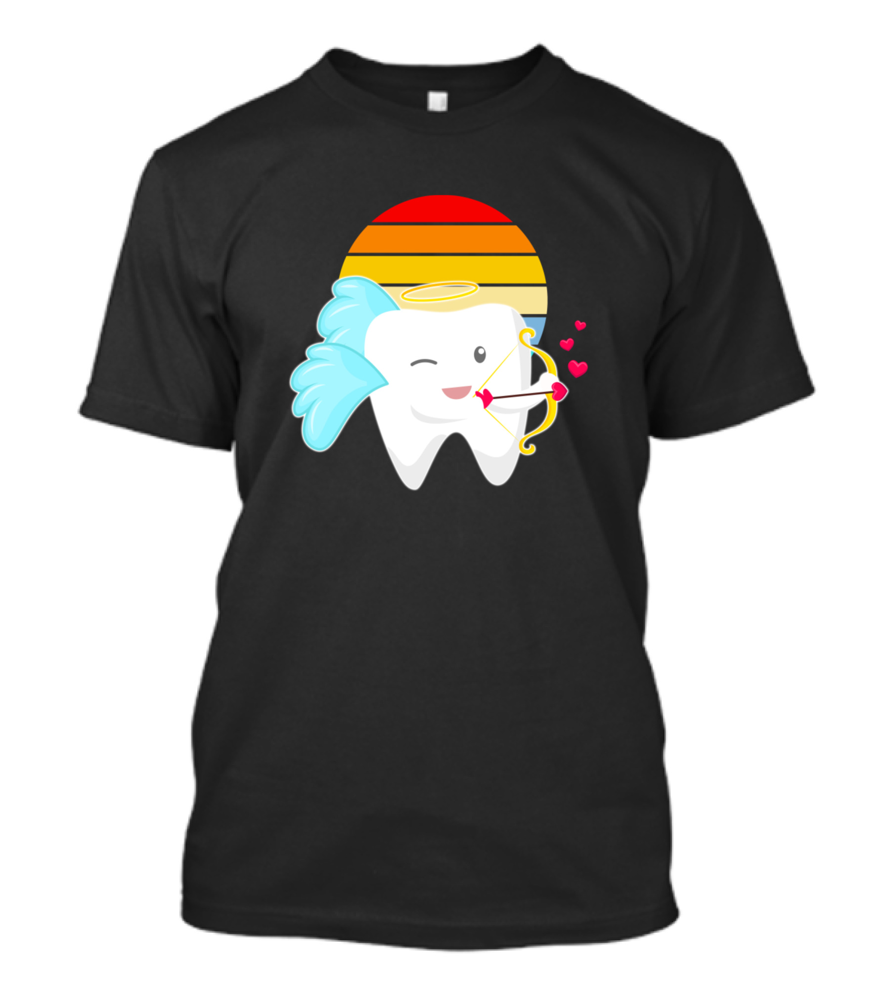 Valentines Day Dentist Dental Cupid Tooth Heart Sunset Archery Angel T-Shirt