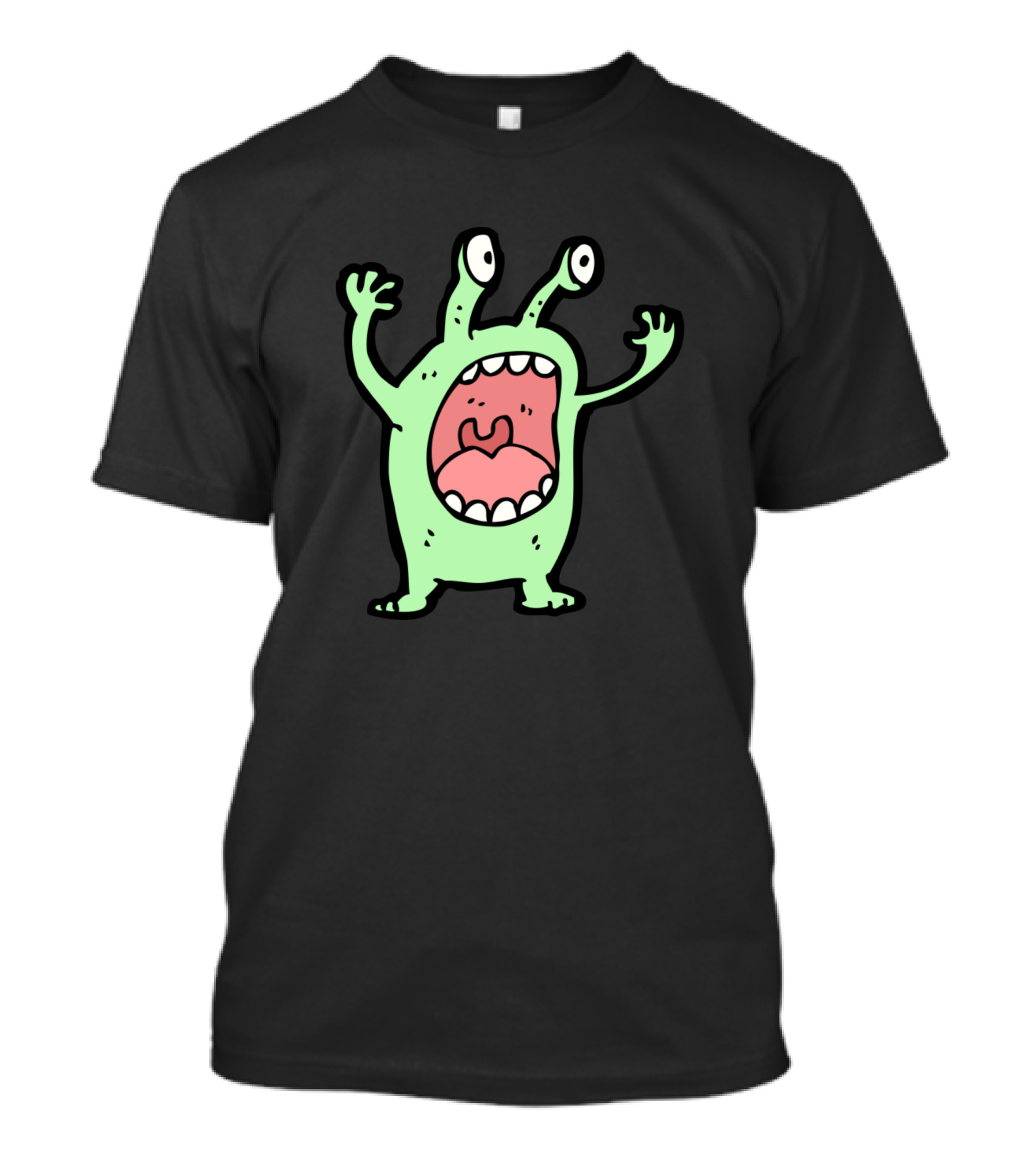 Cute Cartoon Alien With Open Mouth And Raised Arms T-Shirt