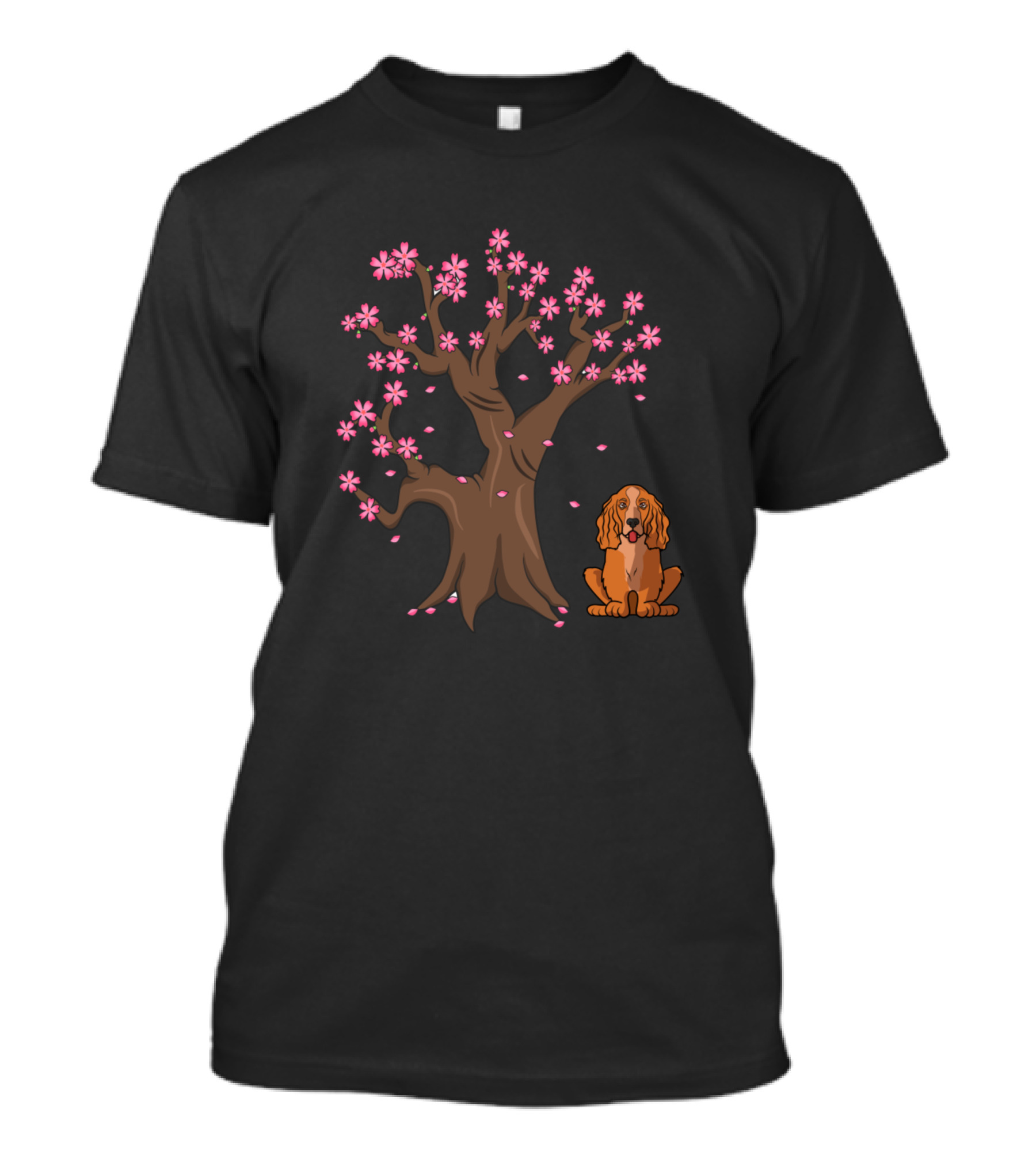 Cute Cocker Spaniel Dog Love R Japanese Cherry Blossom Tree T-Shirt