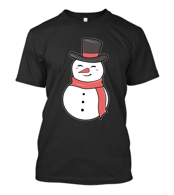 Smiling Snowman With Top Hat And Red Scarf T-Shirt
