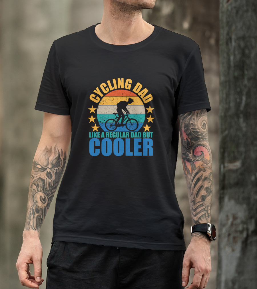Cycling Dad Like A Regular Dad But Cooler Vintage Sunset T-Shirt