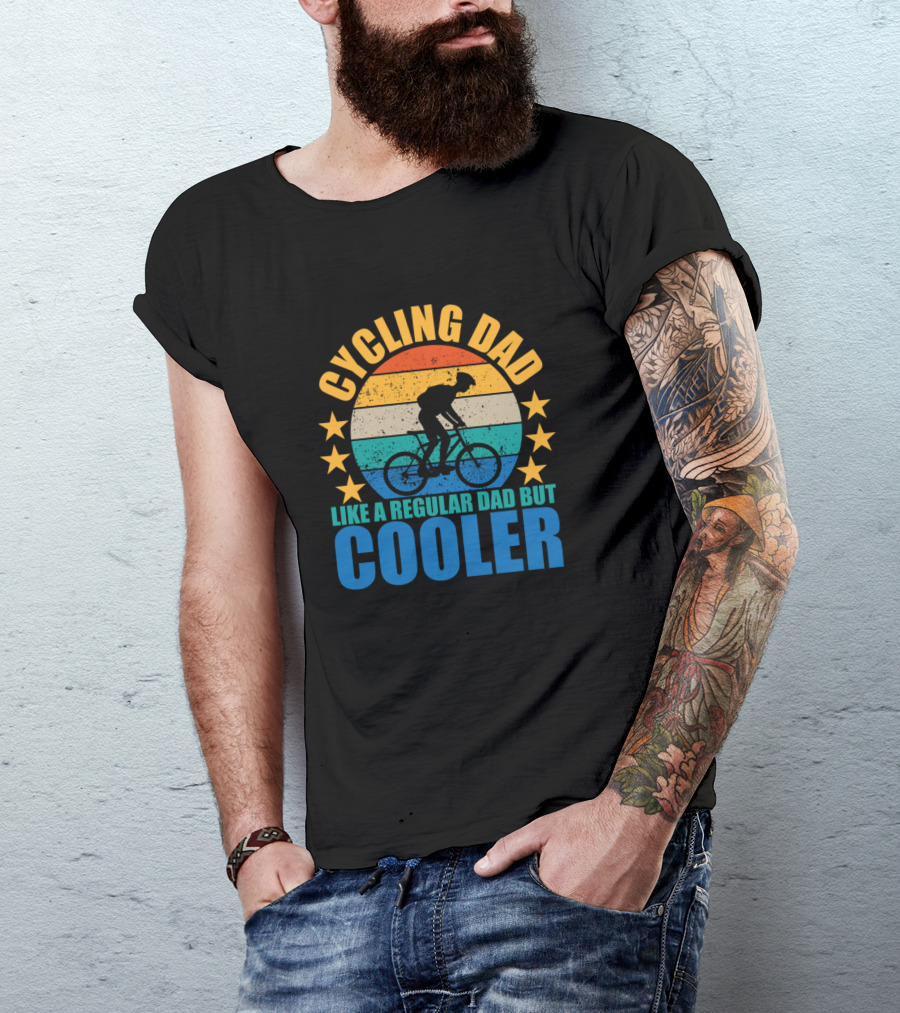 Cycling Dad Like A Regular Dad But Cooler Vintage Sunset T-Shirt