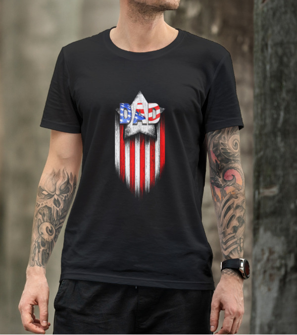 Dad American Hero Star And Stripes Patriotic T-Shirt