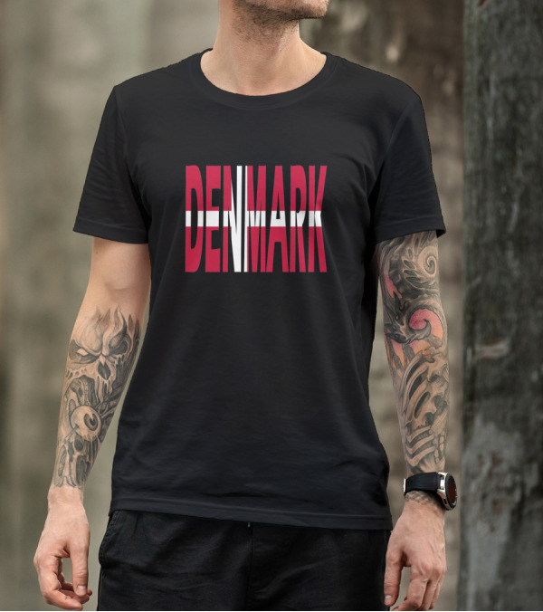 Denmark Flag Typography Text T-Shirt