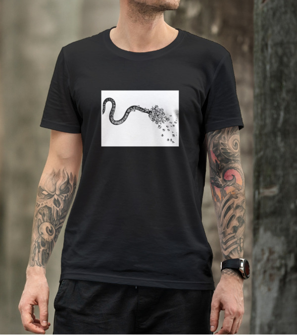 Dissonance Flag Serpent With Blossoming Tree And Falling Leaves T-Shirt