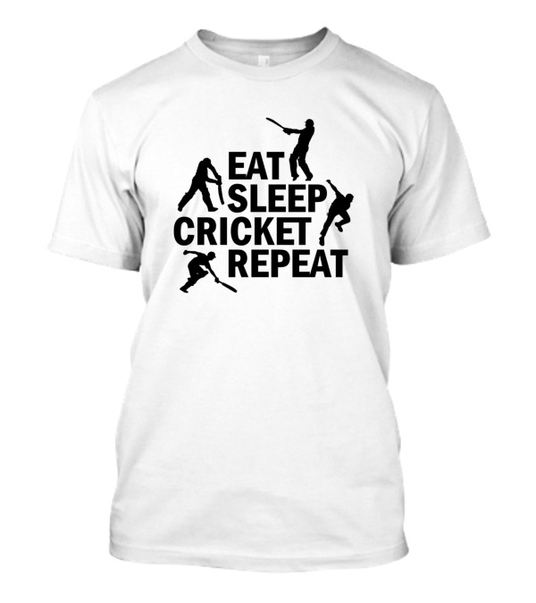 Eat Sleep Cricket Repeat With Player T-Shirt