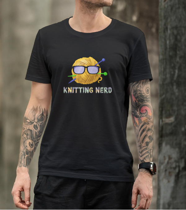 Knitting Nerd Funny Yarn With Glasses And Needles For Grandma Mom T-Shirt