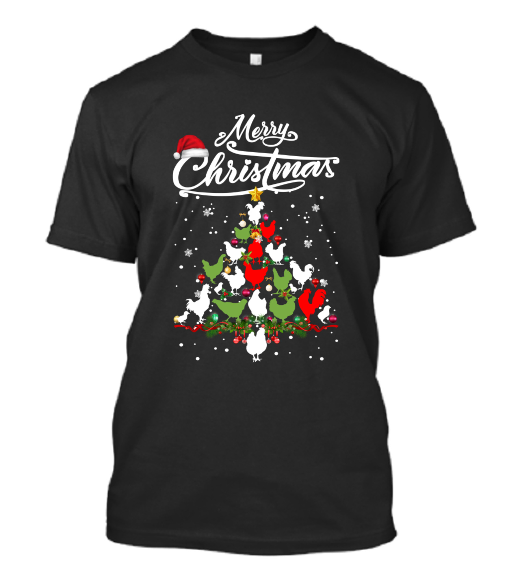 Merry Christmas Funny Chickens Christmas Tree Ornament Decor T-Shirt