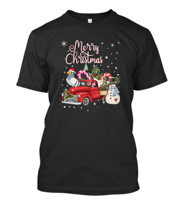 Merry Christmas Pig Candy Cane Red Truck Snowman Santa Hat T-Shirt