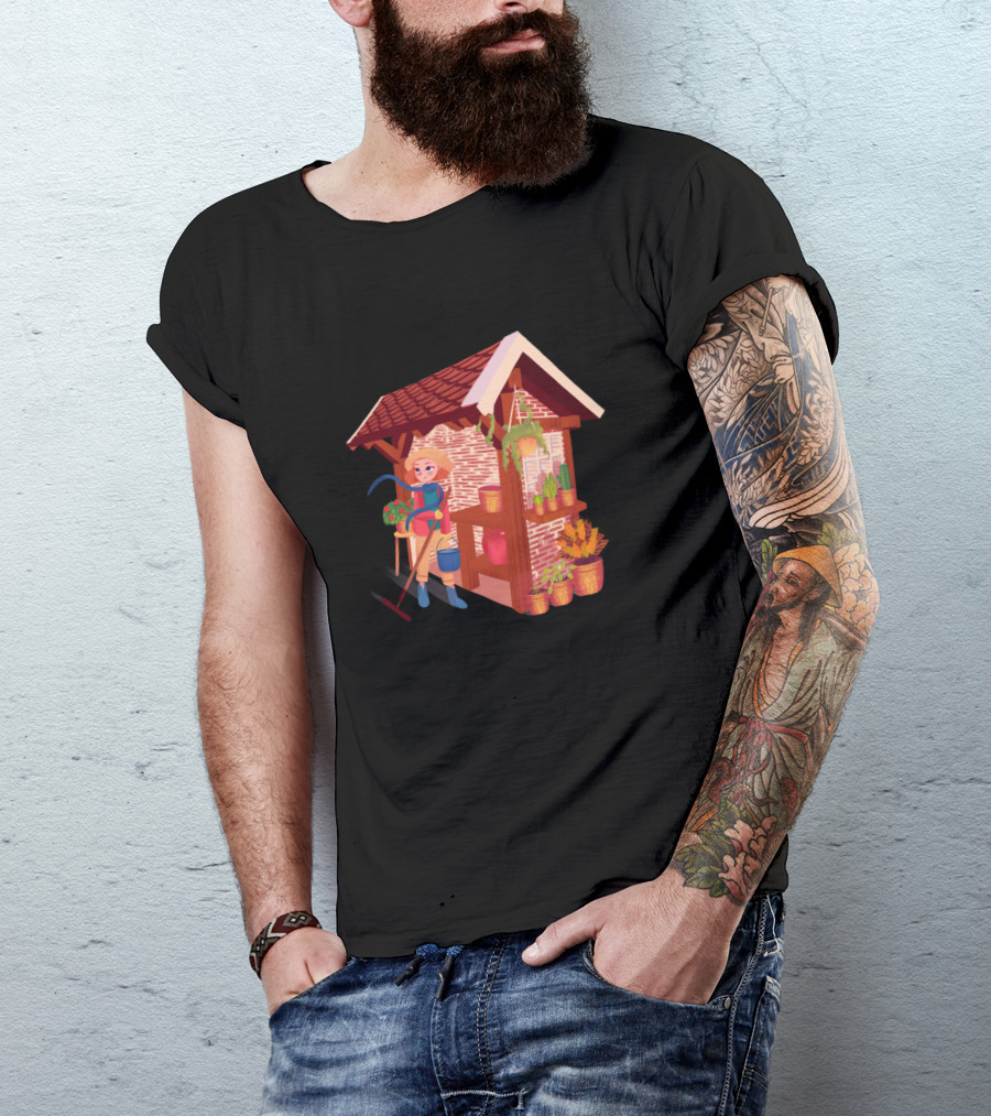 Charming Garden Farmer By Rustic Shed T-Shirt