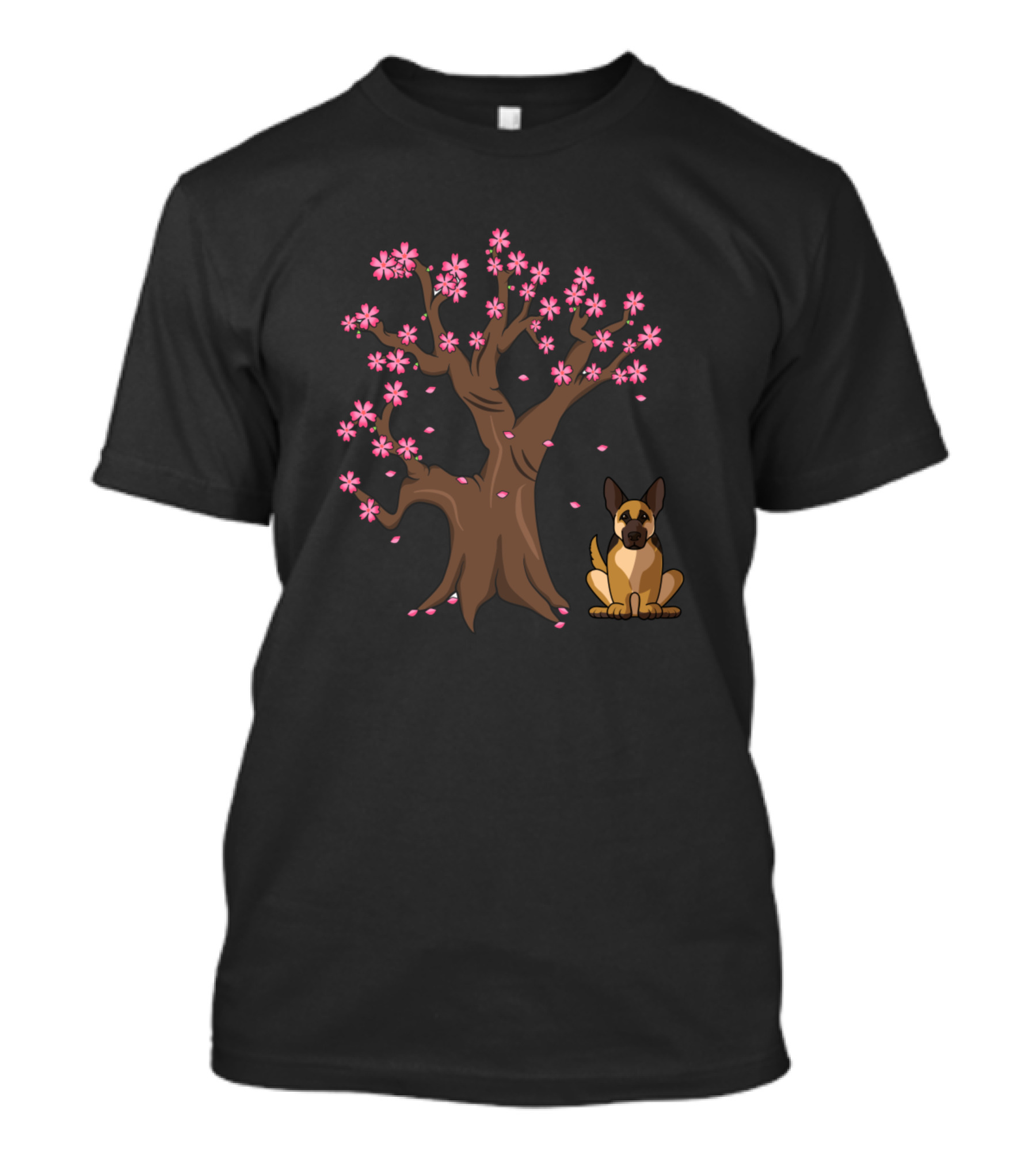 German Shepherd With Japanese Cherry Blossom Tree T-Shirt