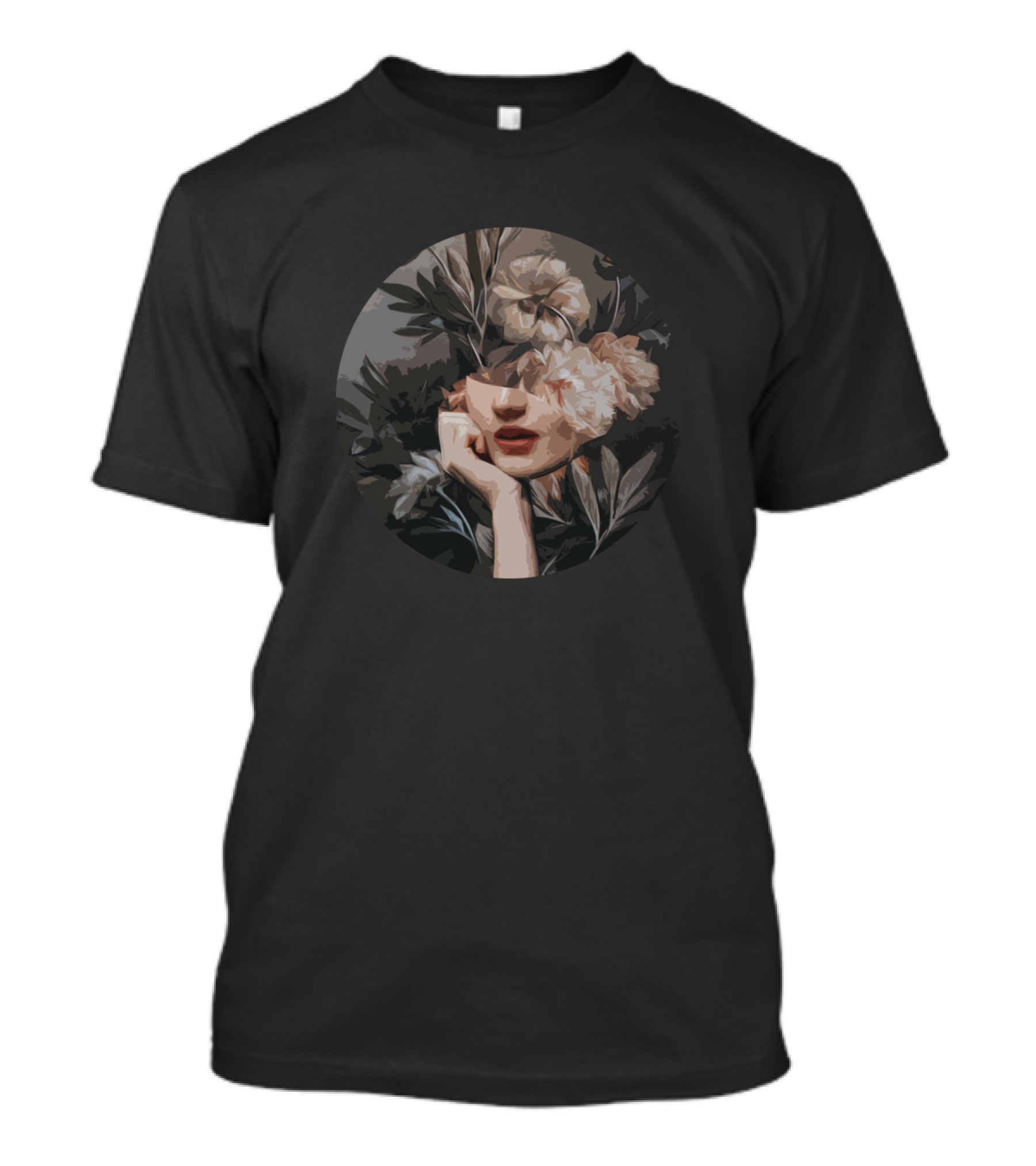 Girl And Flowers Hidden Face In Blooms T-Shirt