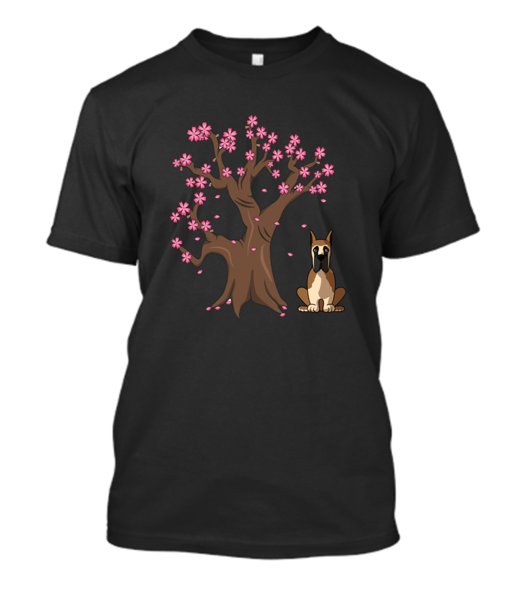 Great Dane Dog Sakura Cherry Blossom Tree T-Shirt