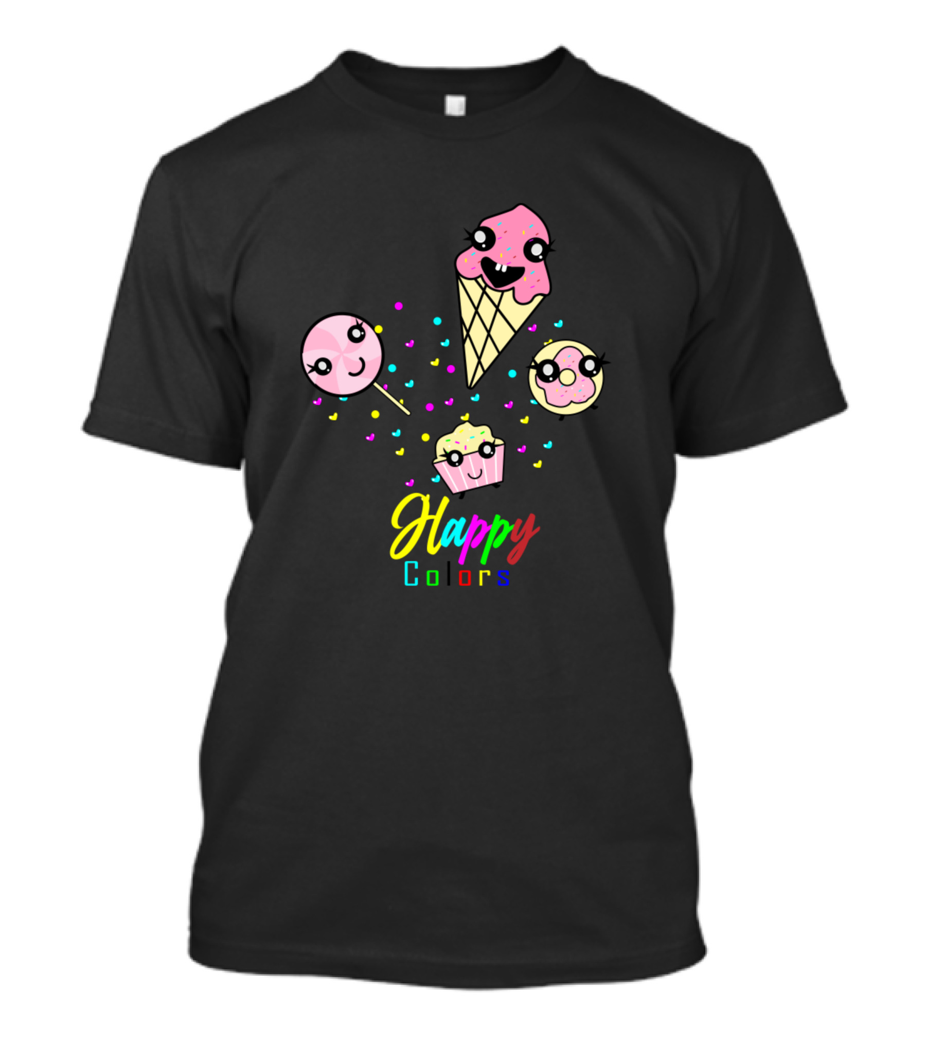 Happy Colors Ice Cream Cupcake Lollipop Donut Fun T-Shirt