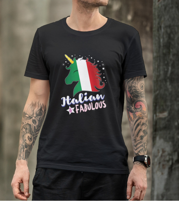 Italian Fabulous Unicorn Italy Flag T-Shirt