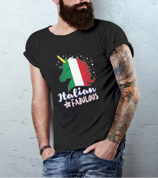 Italian Fabulous Unicorn Italy Flag T-Shirt