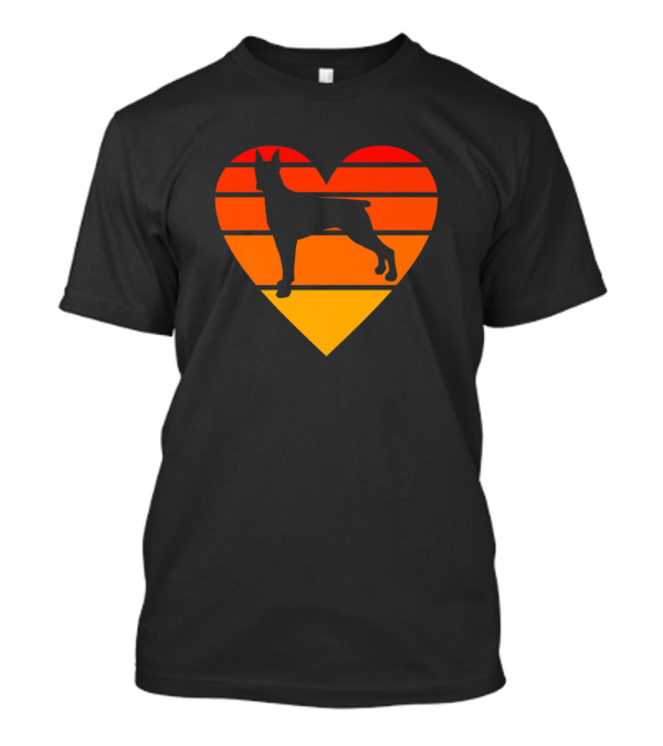 Doberman Dog Puppy Heart Sunset Lover T-Shirt