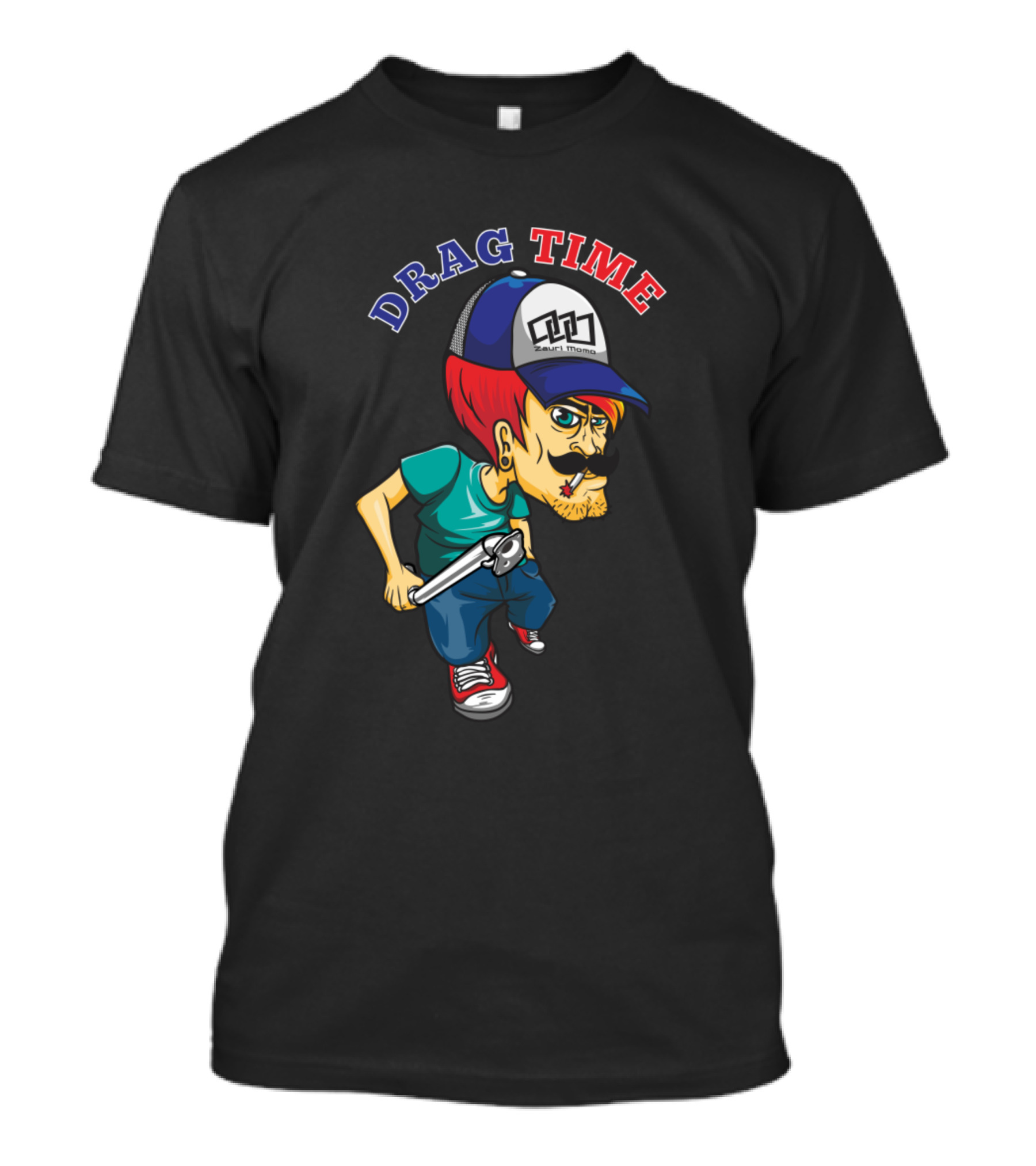 DRAG TIME Cartoon Mechanic With Wrench T-Shirt