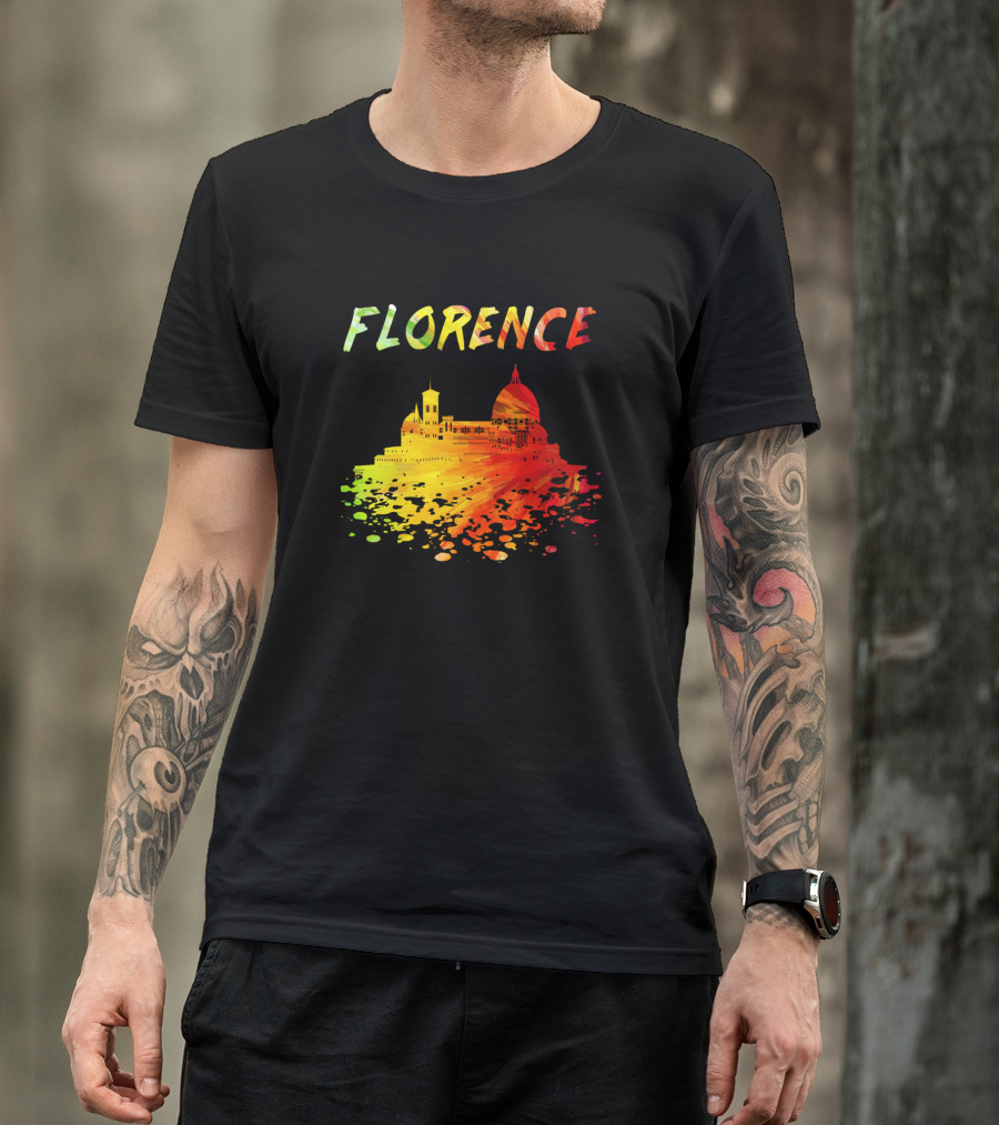 Florence Skyline Colorful Italy Cityscape T-Shirt