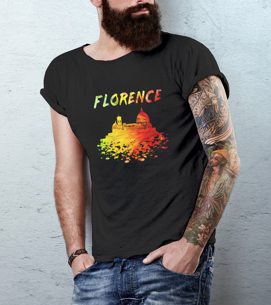 Florence Skyline Colorful Italy Cityscape T-Shirt